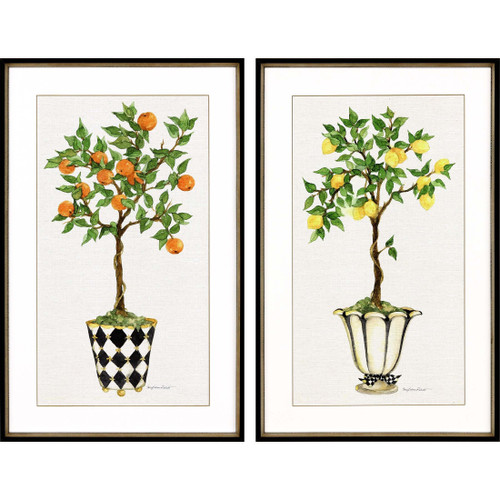 Set Of Two Fruit Topiary Black Framed Print Wall Art - 608219113827