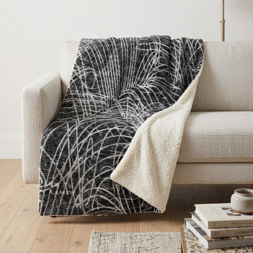 50" X 70" Charcoal And Gray Abstract Polyester Woven Plush Throw Blanket - 880024541891