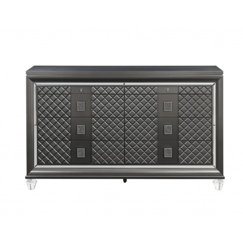 65" Metallic Gray Solid And Manufactured Wood Eight Drawer Standard Dresser - 606114153399