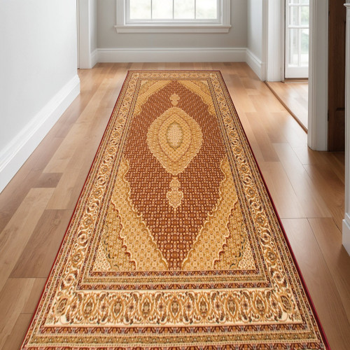 16' Red And Beige Moroccan Runner Rug - 880016482645