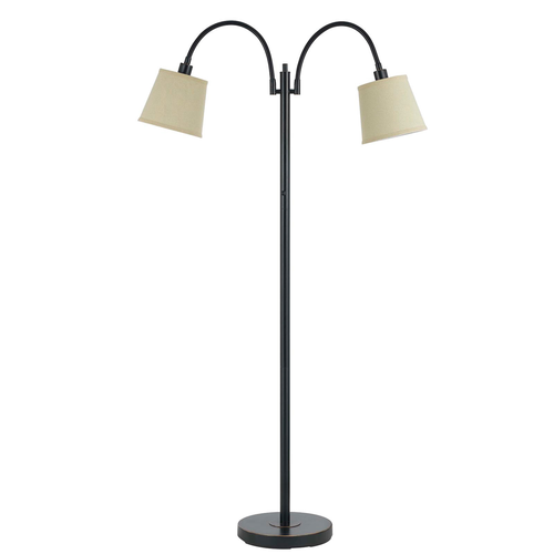 65" Bronze Two Light Traditional Shaped Floor Lamp With Tan Square Shade - 606114729181