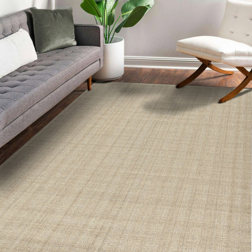 9' X 12' Champagne And Brown Wool Plaid Hand Tufted Area Rug - 880016545401