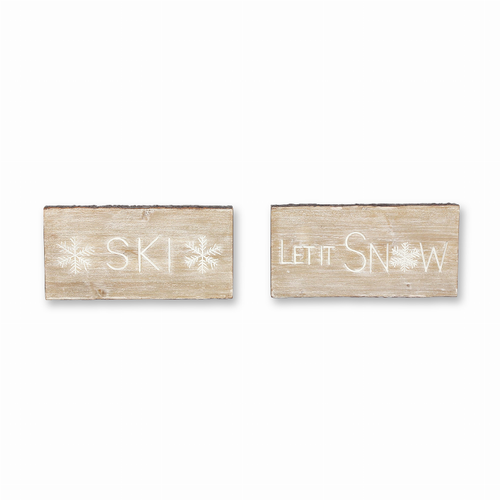 Let It Snow and Ski Plaque (Set of 2) 15.75"L x 7.75"H MDF - 746427835381