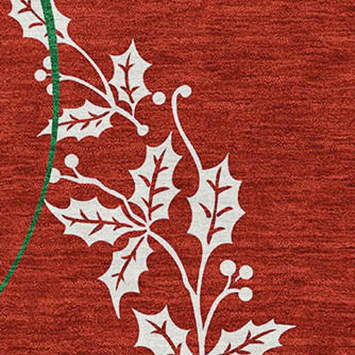 9' X 12' Ruby Red Green And Ivory Christmas Washable Area Rug With UV Protection - 880024622880
