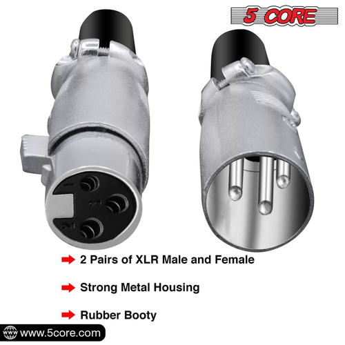 XLR Connector Male Female to 1/4 Audio Jack 3 Pin Secure Mic Plug w Locking Ends - 810047160267