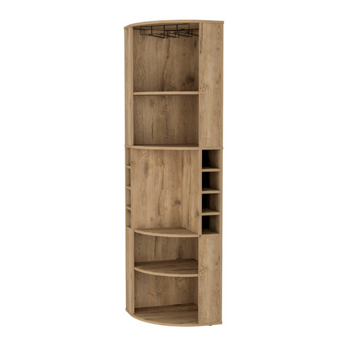 71" Natural Wood Corner Bar Cabinet - 880016850536