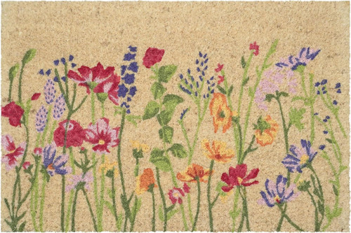 24" X 36" Brown Green And Purple Floral Outdoor Coir Door Mat - 880024936406