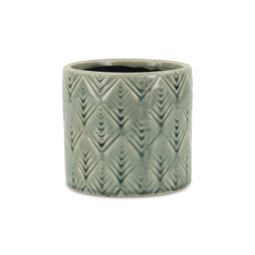 Ceramic 33 Ounce Geometric Round Distressed Pot Planter - 880024948003