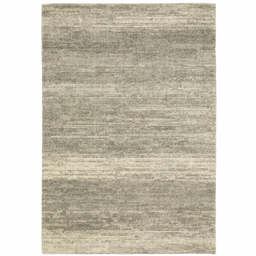 Homeroots Home Decor Grey Beige and Tan Abstract Area Rug Power Loom Stain Resistant 8' x 11'