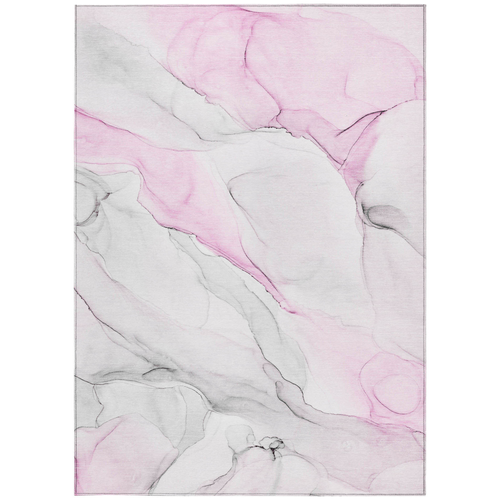 8' X 10' Gray and Pink Abstract Washable Non Skid Indoor Outdoor Area Rug - 608219154523