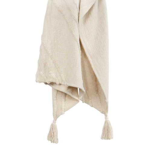 50" X 60" Natural Cotton Woven Geometric Throw Blanket with Tassels - 880016642360