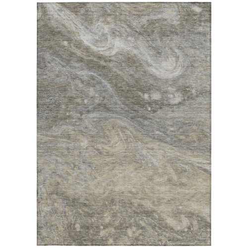 10' X 14' Taupe Beige And Ivory Abstract Washable Indoor Outdoor Area Rug - 608219020248