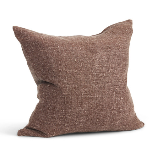 22" Brown Linen Throw Pillow Cover with Texture - 880016584844