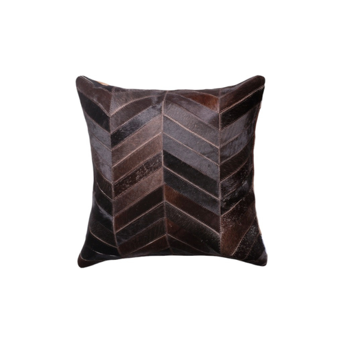 Set of Two 18" Chocolate Chevron Cowhide Throw Pillows - 608219114572