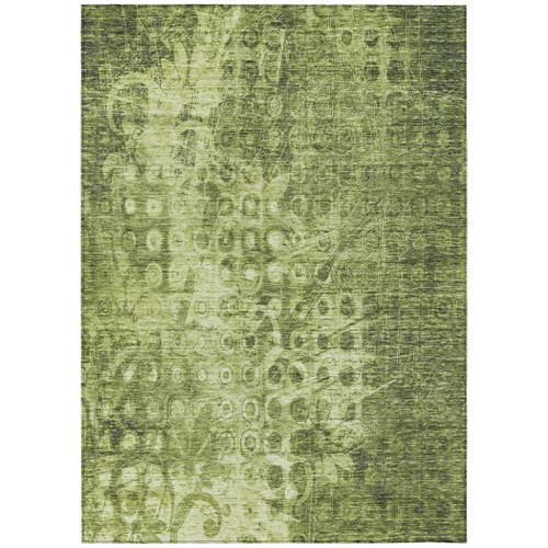 10' X 14' Olive Green Ikat Washable Indoor Outdoor Area Rug - 608219383336