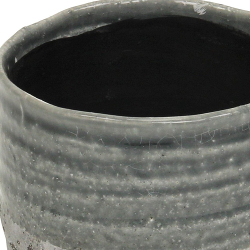 Ceramic 36 Ounce Two Toned Round Distressed Pot Planter - 880024680590