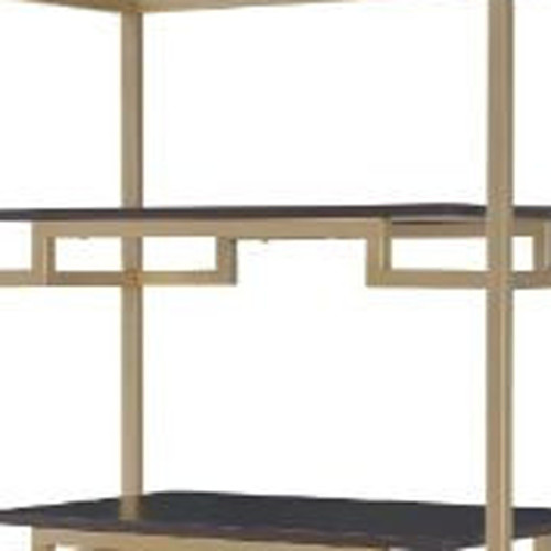 78" Gold and Black Metal Four Tier Etagere Bookcase with a Drawer - 606114792321