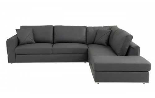 Dark Gray Italian Leather Modular L Shaped Two Piece Corner Sectional - 606114151616