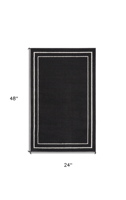 2' X 4' Black And Ivory Indoor Outdoor Area Rug - 880016578782