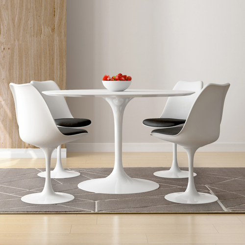 Black and White Upholstered Faux Leather Dining Side Chair - 608219234850