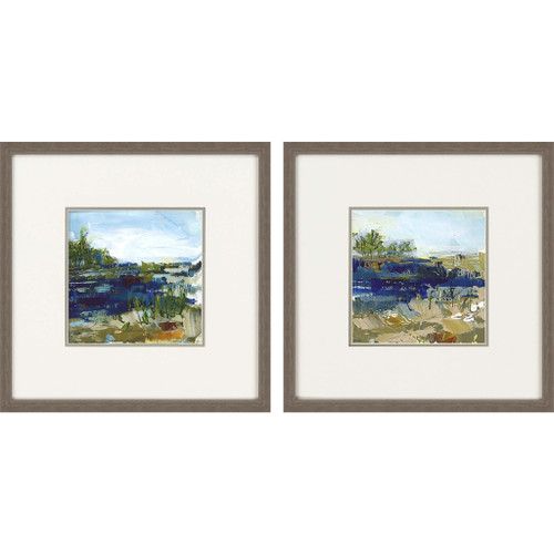 Set Of Two Coastal Sand Framed Art Brown Picture Frame Print Wall Art