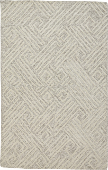 10' X 13' Tan And Ivory Wool Geometric Tufted Handmade Stain Resistant Area Rug