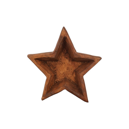 10" Brown Solid Wood Star Shaped Dough Bowl - 880024853413