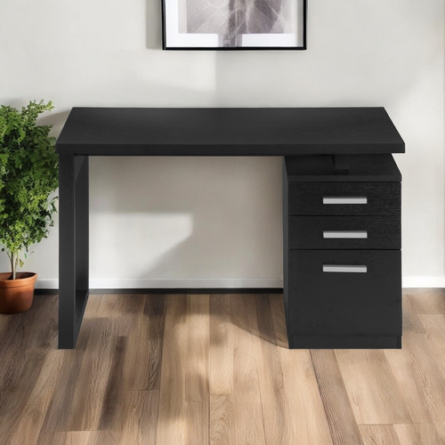 47" Black Computer Desk With Three Drawers - 606114856344