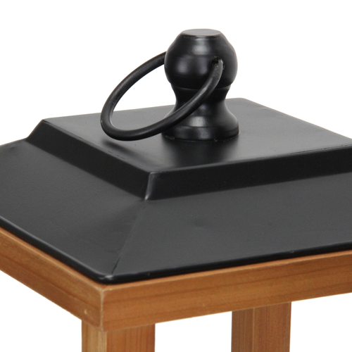 Geometric Metal Wood Tabletop Lantern Candle Holder - 880016691504