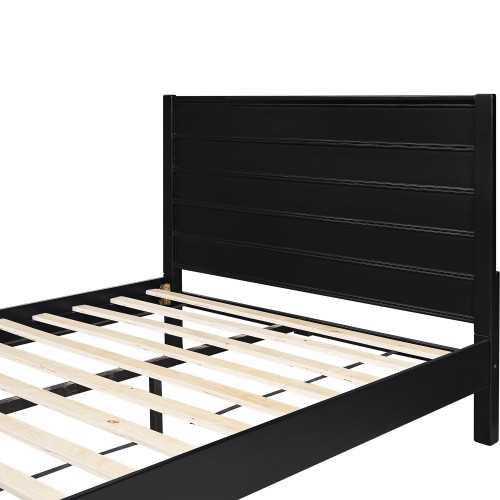 Black Solid Wood King Bed Frame - 608219142568