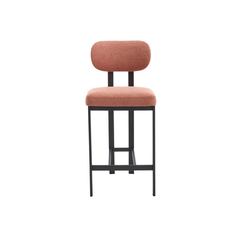 Set of Two 26" Orange and Black Fabric and Metal Counter Height Bar Chairs - 880024815787