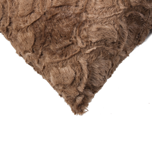 Set of Two 12" X 20" Brown Faux Fur Lumbar Throw Pillows - 608219384494