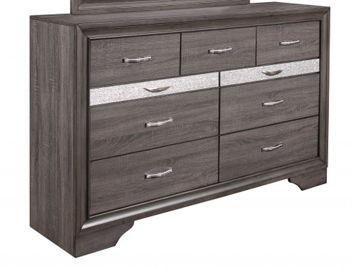 62" Grey Solid Wood Nine Drawer Double Dresser - 606114086147