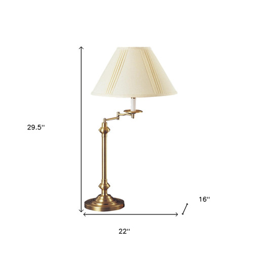 30" Bronze Metal Table Lamp With Off White Empire Shade - 606114728429