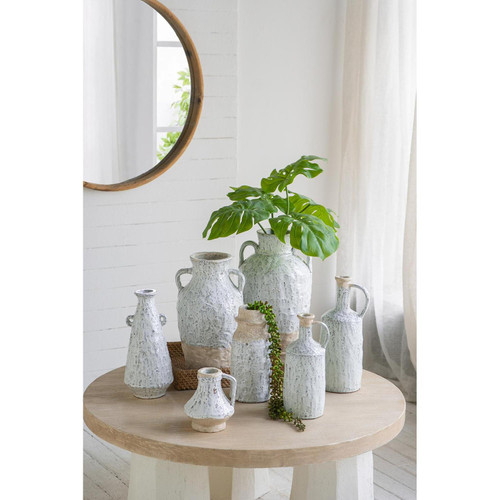 6" Sand And White Terracotta Round Jug Vase - 880016386295