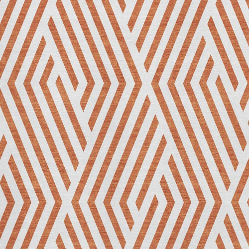 8' X 10' Rust And Ivory Geometric Washable Area Rug With UV Protection - 880024751443