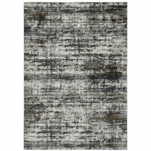 Homeroots Home Decor 6' x 9' Ivory Charcoal Grey Blue Rust and Brown Abstract Power Loom Stain Resistant Area Rug
