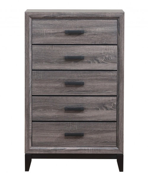 31" Grey Solid Wood Five Drawer Standard Chest - 606114086062