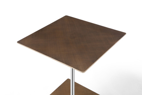 Bronze And Silver Steel Height Adjustable Square Pedestal End Table - 880024932569