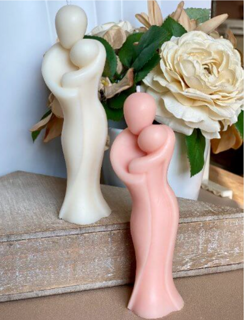 2" Peach Unscented Mother And Child Dimensional Candle - 880024744445
