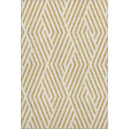 10' X 14' Gold And Ivory Geometric Washable Area Rug With UV Protection - 880024814513