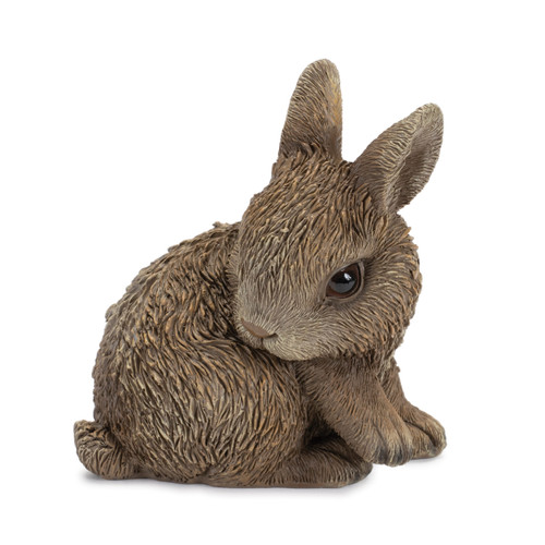 Set of Three Brown Resin Bunny Outdoor Statues - 880024733289