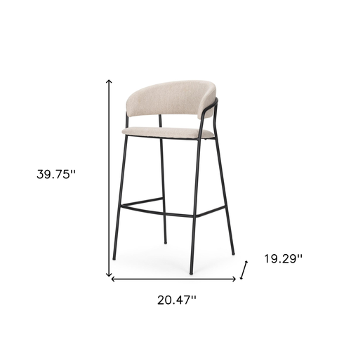 Fabric and Metal Bar Height Bar Chair - 880016595451