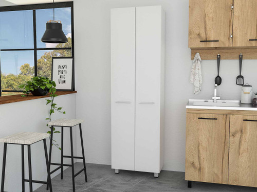 78" Modern White Pantry Cabinet with Two Full Size Doors - 808230120532