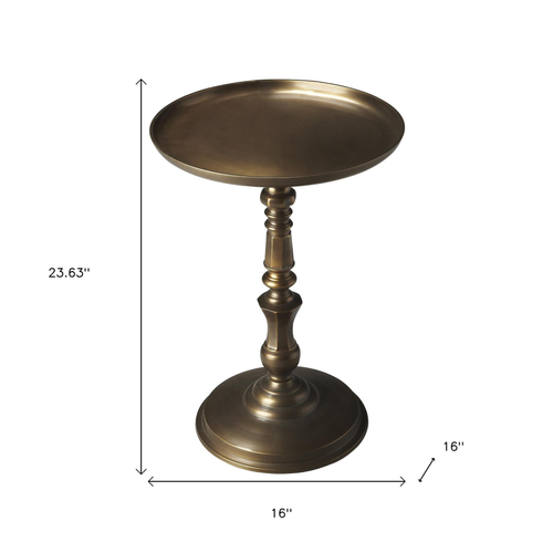 Bronze Metal Round Pedestal End Table - 880016801101