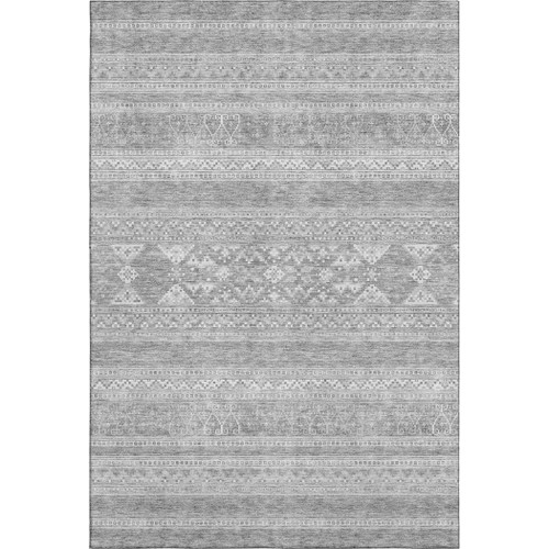 10' X 14' Silver And Gray Southwestern Washable Area Rug With UV Protection - 880024569185