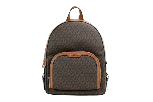Michael Kors Jaycee Brown Zip Pocket Backpack - 196163096391