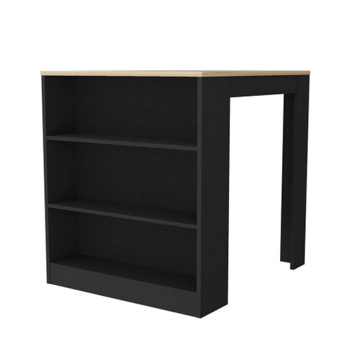 Black and Brown 36" Kitchen Island With Storage - 606114814672