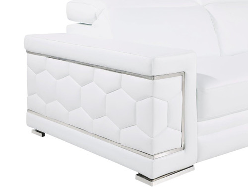 71" White And Silver Genuine Leather Love Seat - 606114888901