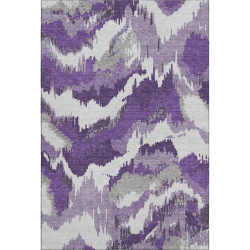 10' X 14' Purple Ivory And Gray Abstract Washable Area Rug With UV Protection - 880024726151